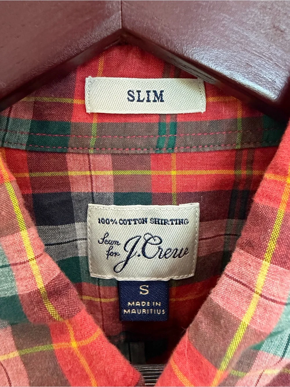 J. Crew Red and Green Plaid Button-Down Shirt